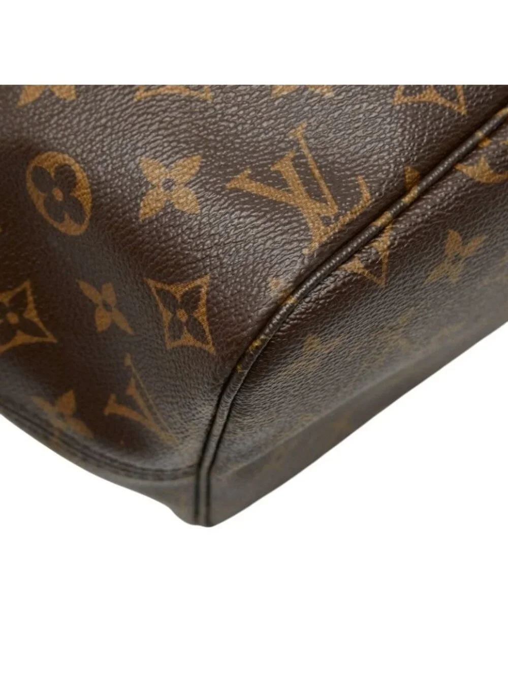 Louis Vuitton Monogram Neverfull MM Shoulder Bag Tote Brown Leather